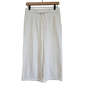 Cycle House Pants Women S White Wide Leg Cropped Lounge Athleisure Cozy